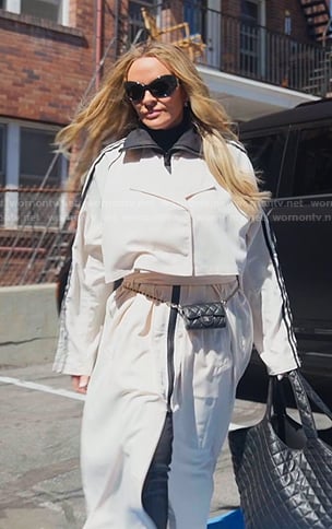 Heather's white trench coat on The Real Housewives of Salt Lake City