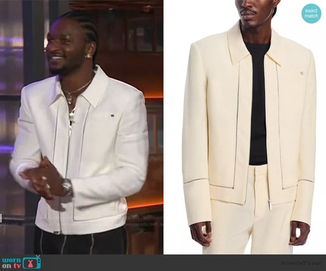 Helmut Lang Border Slub Viscose Jacket worn by Jay Will on The Kelly Clarkson Show