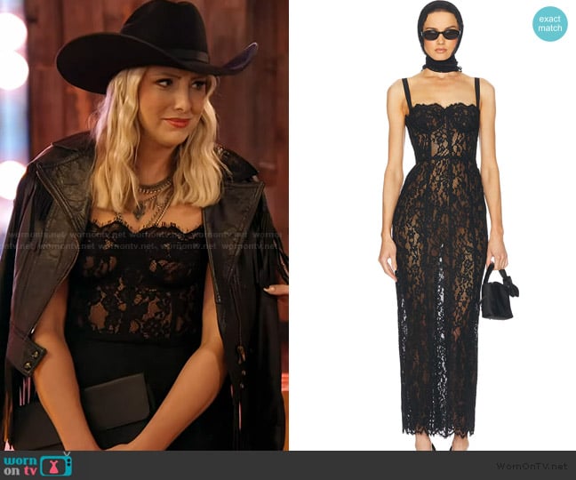 Helsa The Lace Column Dress worn by Gina Kirschenheiter on The Real Housewives of Orange County