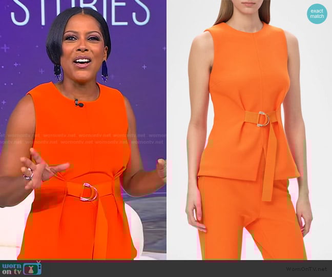 Herve Leger The Jemma Sleeveless Gathered Top worn by Tamron Hall on Tamron Hall Show