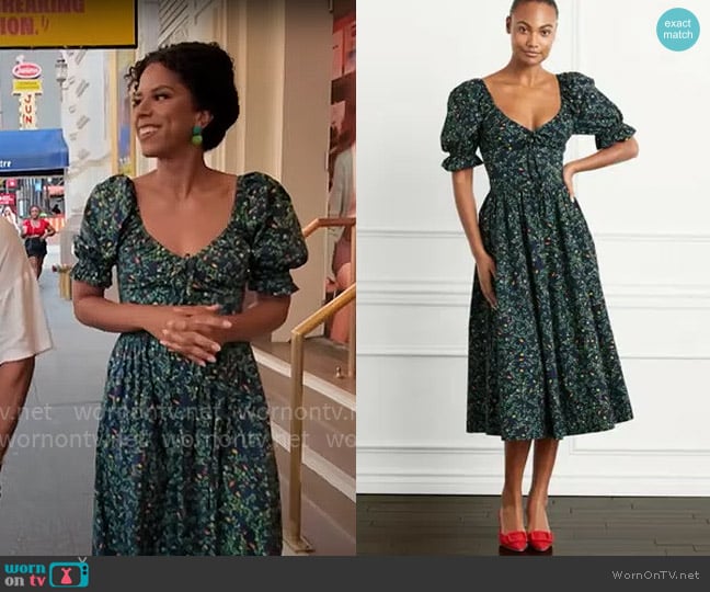 Hill House Home Ophelia Dress in Midnight Garden worn by Adriana Diaz on CBS Mornings