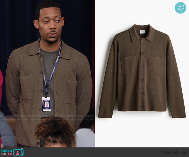 H&M Regular Fit Fine-Knit Cardigan worn by Gregory Eddie (Tyler James Williams) on Abbott Elementary