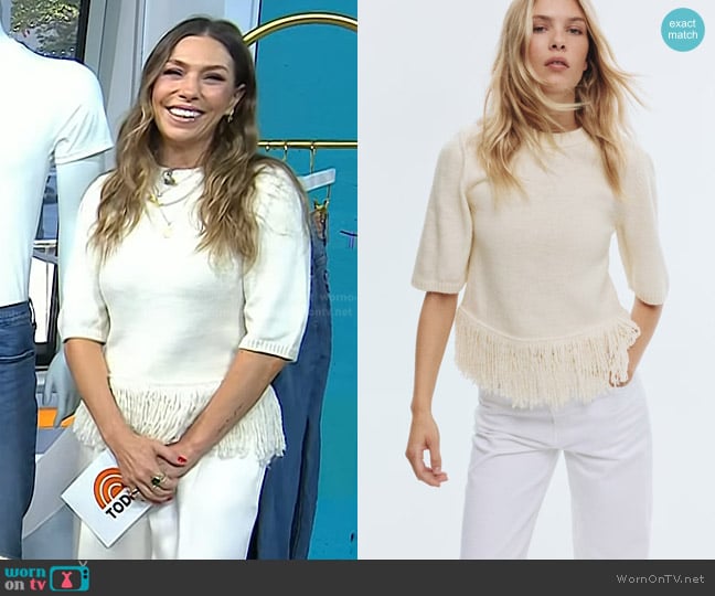 H&M Sweater with Fringe in Light beige worn by  on Today