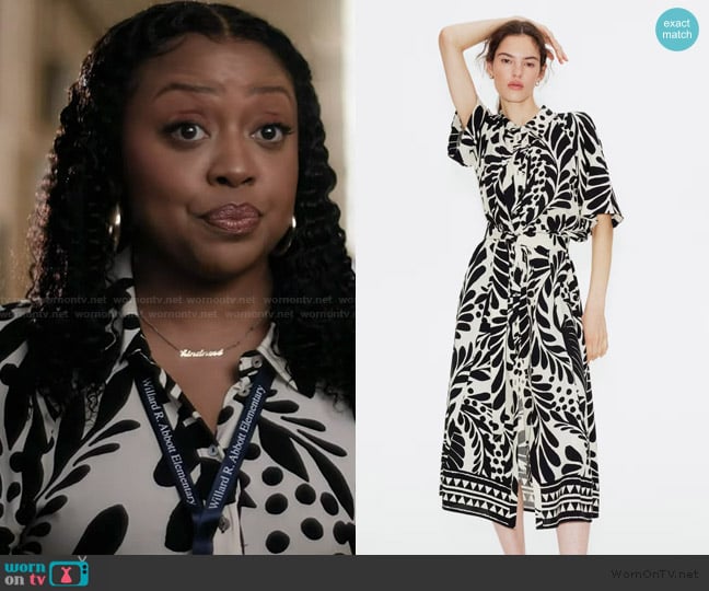 H&M Tie-belt Shirt Dress worn by Janine Teagues (Quinta Brunson) on Abbott Elementary