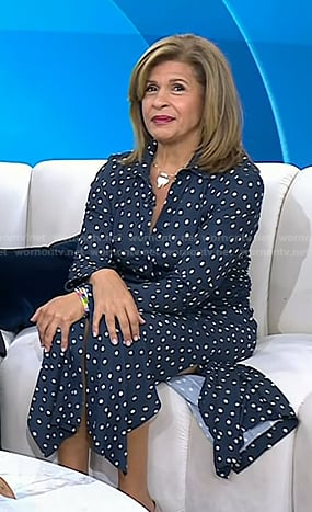 Hoda's navy polka dot shirtdress on Today