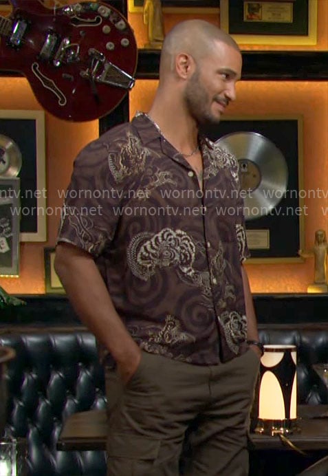 Holden's dragon print shirt on The Young and the Restless