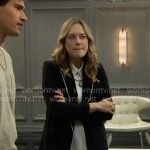 Hope’s black suit with white piping on The Bold and the Beautiful