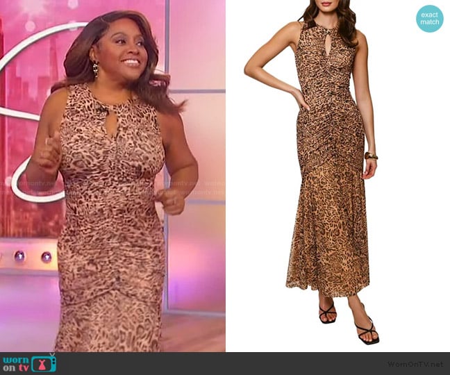 Sherri’s leopard print ruched dress on Sherri Sherri’s leopard print ruched dress on Sherri
