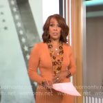 Gayle King’s orange rib knit pleated dress on CBS Mornings