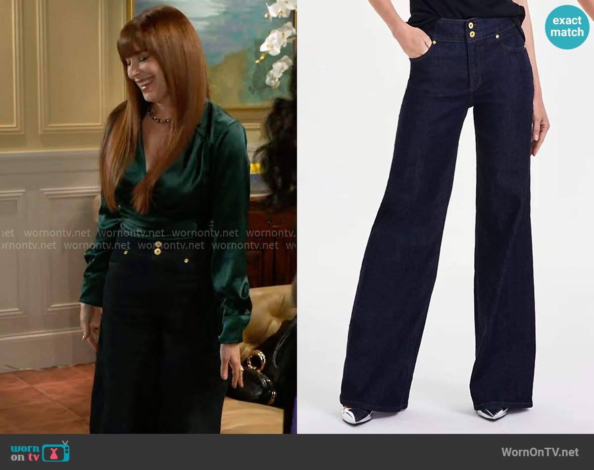 INC International Concepts High-Rise Wide-Leg Jeans worn by Pamela Curtis (Cady McClain) on Beyond the Gates