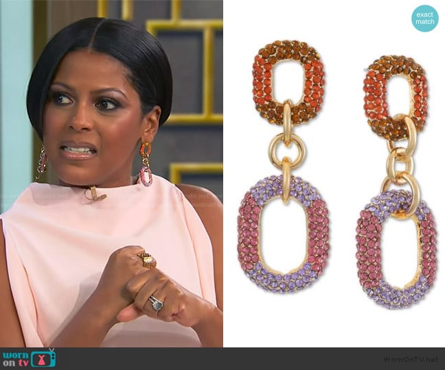 INC International Concepts Jewell Link Earrings worn by Tamron Hall on Tamron Hall Show