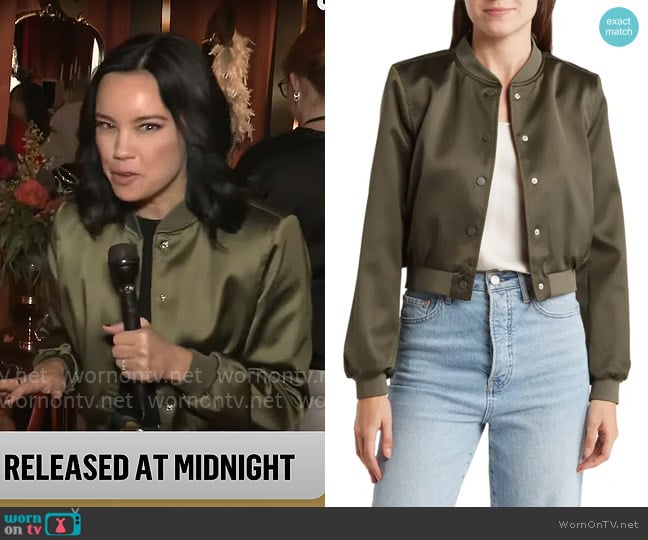 Industry Republic Clothing Crop Bomber Jacket worn by Jo Ling Kent on CBS Mornings