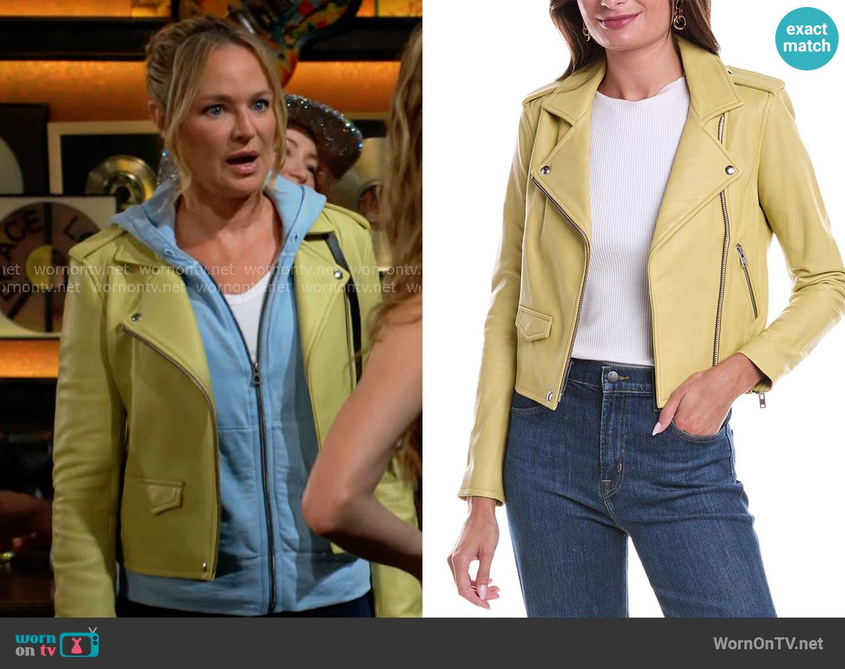 IRO Ashville Leather Jacket worn by Sharon Newman (Sharon Case) on The Young and the Restless