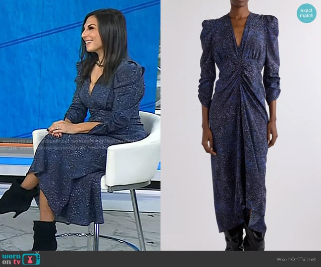 Isabel Marant Albini Stretch Silk Midi Dress in Midnight worn by Dr. Heather Hirsch on Today