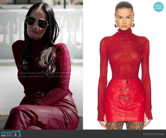 Isabel Marant Jaelis Metallic Ribbed-knit Turtleneck Sweater worn by Lisa Barlow on The Real Housewives of Salt Lake City