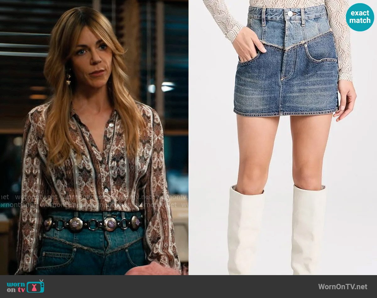 Isabel Marant Narjis Denim Skirt worn by Morgan Gillory (Kaitlin Olson) on High Potential