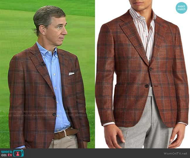 Isaia Rust Marechiaro Plaid Sportcoat worn by Cooper Manning on Today