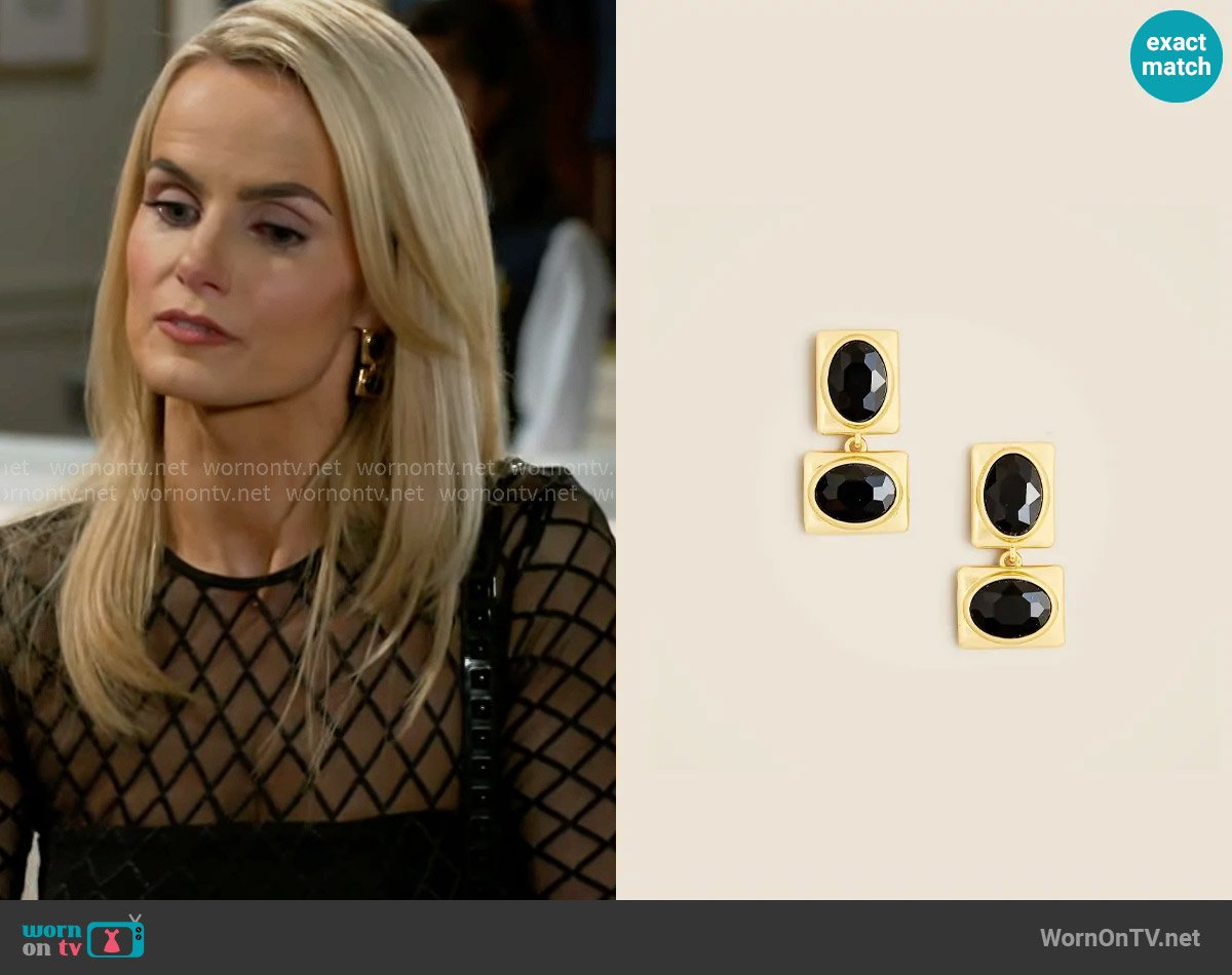 J. Crew Crystal-embellished drop earrings worn by Vanessa McBride (Lauren Buglioli) on Beyond the Gates