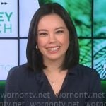 Jo Ling Kent’s navy scalloped trim top on CBS Mornings