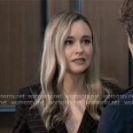 Jacinda’s black and red striped jacket on General Hospital