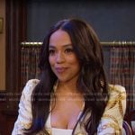 Jada’s white chain print wrap dress on Days of our Lives