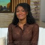 Janai’s brown lace shirt on Good Morning America