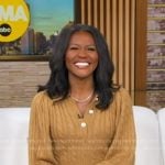 Janai’s beige cable knit sweater on Good Morning America