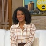 Janai’s beige plaid shirt on Good Morning America