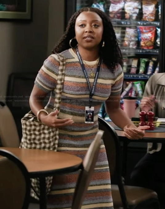 Janine's striped dress on Abbott Elementary