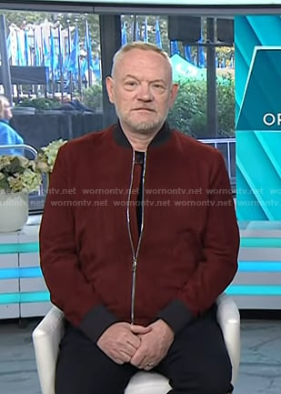 Jared Harris’s red suede jacket on Today