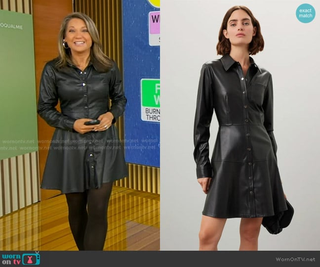 Jason Wu x RTR Button Up Leather Dress worn by Ginger Zee on Good Morning America