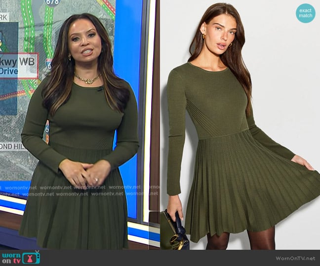 Jason Wu x RTR Pleated Long Sleeve Knit Mini Dress worn by Adelle Caballero on Today