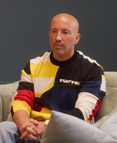 Jason’s colorblock sweater on Selling Sunset