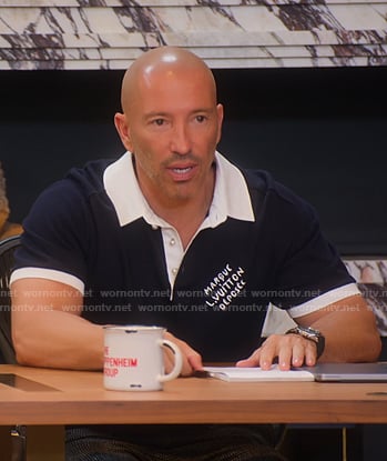 Jason's navy contrast trim polo on Selling Sunset