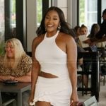 Jassi’s white cutout mini dress on The Real Housewives of Potomac