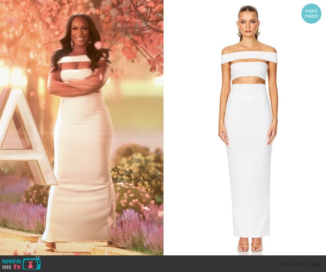 Jaus Nookie Naomi Gown worn by Tia Glover on The Real Housewives of Potomac