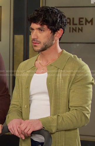 Javi’s green knit shirt on Days of our Lives