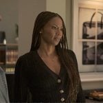 Jax’s black knit peplum dress on Reasonable Doubt