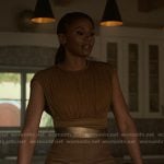 Jax’s khaki gathered top on Reasonable Doubt