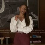 Jax’s red ribbed knit skirt on Reasonable Doubt