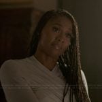Jax’s gray long sleeve wrap top on Reasonable Doubt