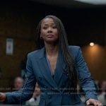 Jax’s navy doube breasted blazer on Reasonable Doubt