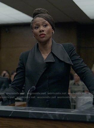 Jax's black asymmetrical collar jacket on Reasonable Doubt
