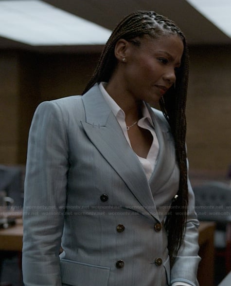 Jax's blue double breasted blazer on Reasonable Doubt