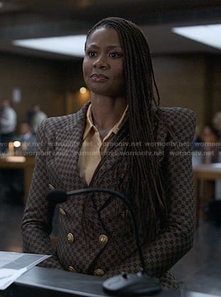 Jax's brown checkered blazer on Reasonable Doubt