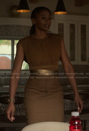 Jax's khaki gathered top on Reasonable Doubt
