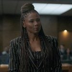 Jax’s black striped crop blazer and dress on Reasonable Doubt