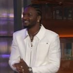Jay Will’s white jacket and pants on The Kelly Clarkson Show