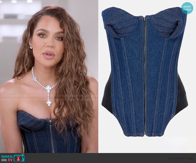 Jean Paul Gaultier Paneled denim corset worn by Khloe Kardashian (Khloe Kardashian) on The Kardashians