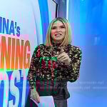 Jenna’s black floral turtleneck top and leather skirt on Today